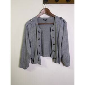 Torrid Gray Military Button Front Cropped Cardigan Jacket Women’s 5XL Plus Size